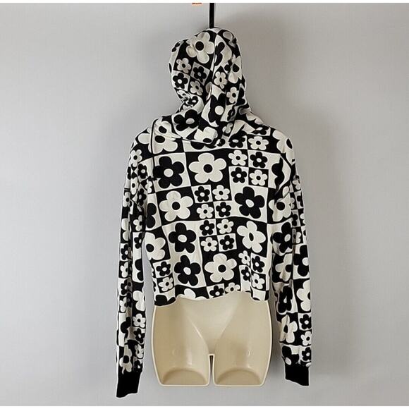 Wild Fable Cropped Hoodie, Black w/ White Floral, Size S, NWT - Picture 3 of 8